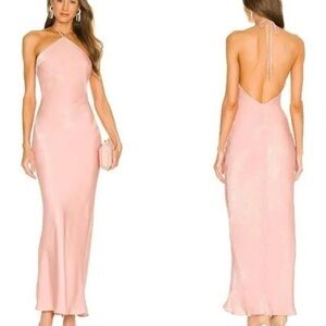 Michael Costello x REVOLVE Blush Backless Halter Dress (NWT)
